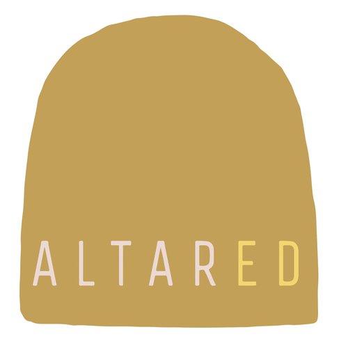 a yellow arch with "ALTARED" text in front. this is to work towards diversifying the wedding industry and including lgbtq+ & bipoc couples